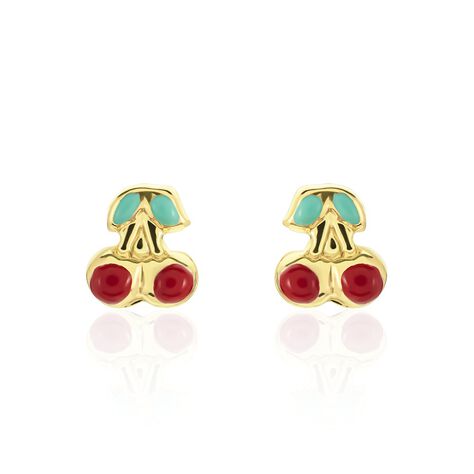 Boucles d'oreilles enfant Licorne Or Jaune et Email