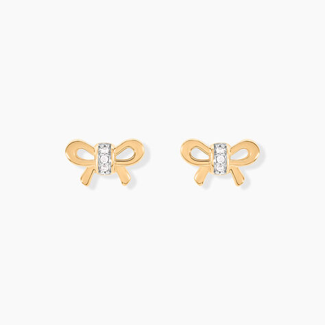 Boucles D'oreilles Puces Hisae Plaqué Or Jaune Oxyde De Zirconium - Nouveautés Femme | Histoire d’Or