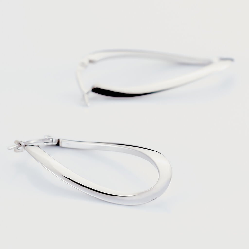 Créoles Argent Blanc Olivia - Boucles d'oreilles créoles Femme | Histoire d’Or