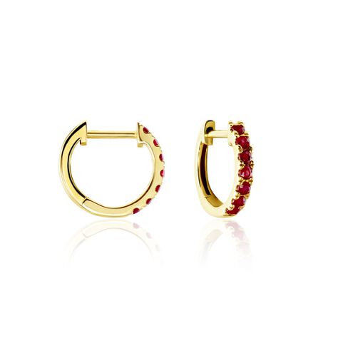 Créoles Or Jaune Killian Rubis - Boucles d'oreilles créoles Femme | Histoire d’Or