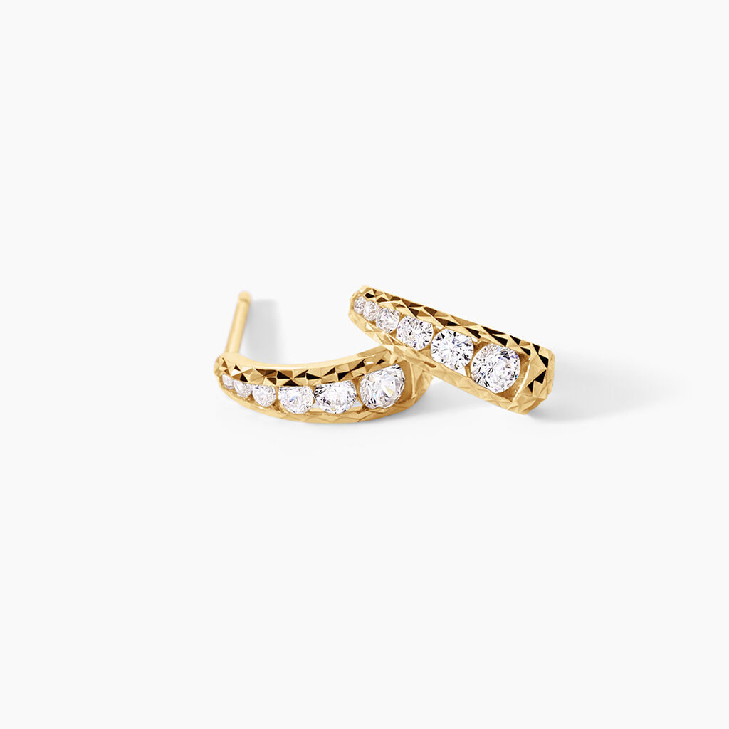 Cr&eacute;oles Victorico Argent Dor&eacute; A L'Or 750/1000 Oxyde De Zirconium - Boucles d'oreilles cr&eacute;oles Femme | Histoire d&rsquo;Or