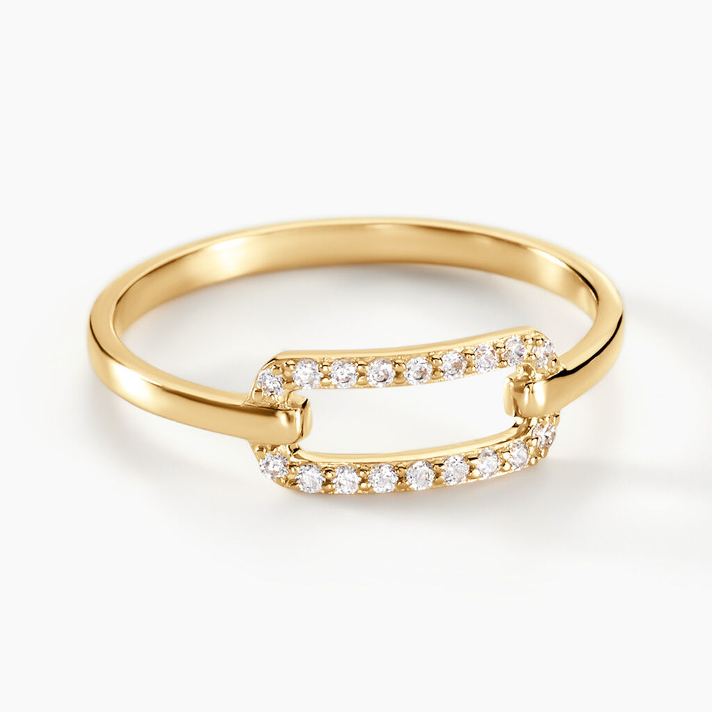 Bague Graphic Lines Or Jaune Oxyde De Zirconium - Bagues avec pierre Femme | Histoire d’Or