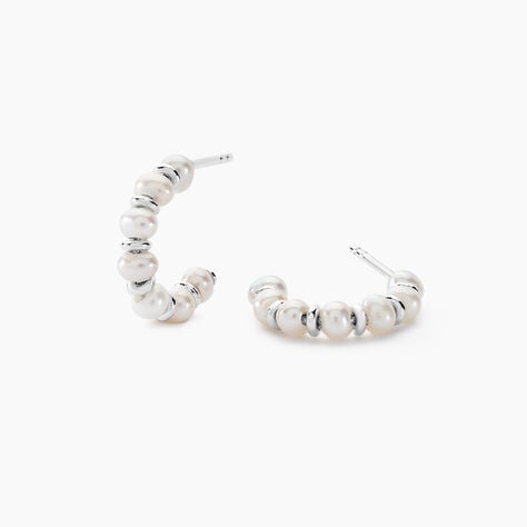 Créoles Perlissima Argent Blanc Perle De Culture - Boucles d'oreilles créoles Femme | Histoire d’Or