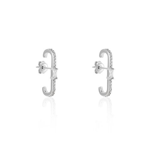 Boucles D'oreilles Puces Mabella Argent Blanc Oxyde De Zirconium - Boucles d'oreilles fantaisie Femme | Histoire d&rsquo;Or