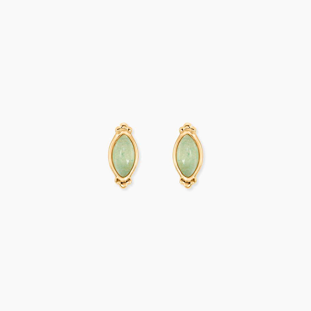 Boucles D'Oreilles Puces Vintage Love Plaqu&eacute; Or Jaune Pierre De Synthese - Boucles d'oreilles empierr&eacute;es Femme | Histoire d&rsquo;Or