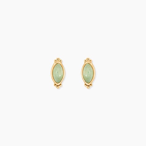 Boucles D'Oreilles Puces Vintage Love Plaqu&eacute; Or Jaune Pierre De Synthese - Boucles d'oreilles empierr&eacute;es Femme | Histoire d&rsquo;Or