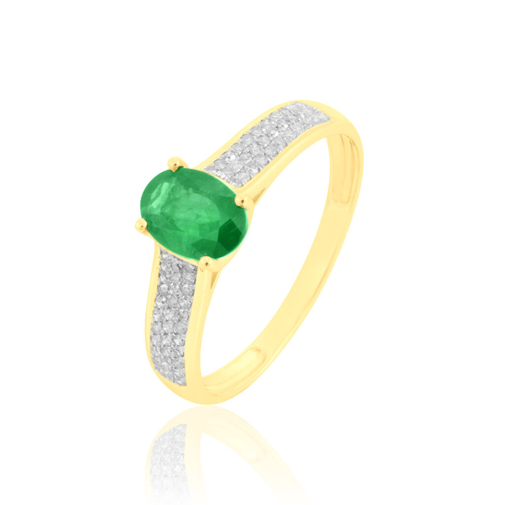 Bague Crista Or Jaune Emeraude Et Diamant - Bagues solitaires Femme | Histoire d&rsquo;Or