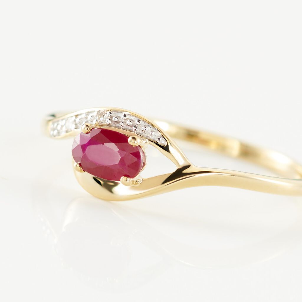 Bague Emotion Or Jaune Rubis Diamant - Bagues avec pierre Femme | Histoire d’Or