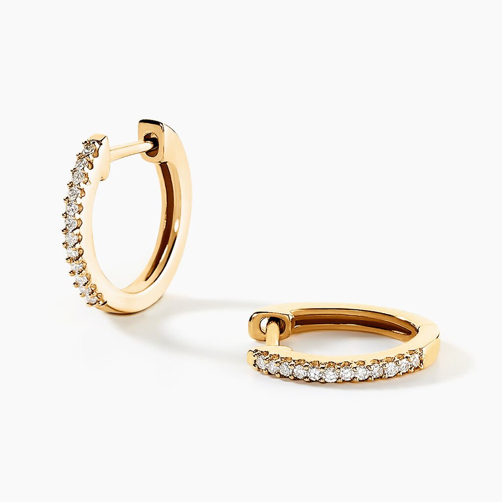 Creoles Or Jaune Aryanna Diamants - Boucles d'oreilles cr&eacute;oles Femme | Histoire d&rsquo;Or