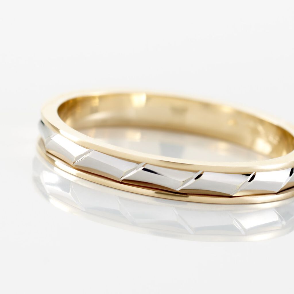 Alliance Daphna Ruban Plat Or Bicolore - Alliances Famille | Histoire d&rsquo;Or