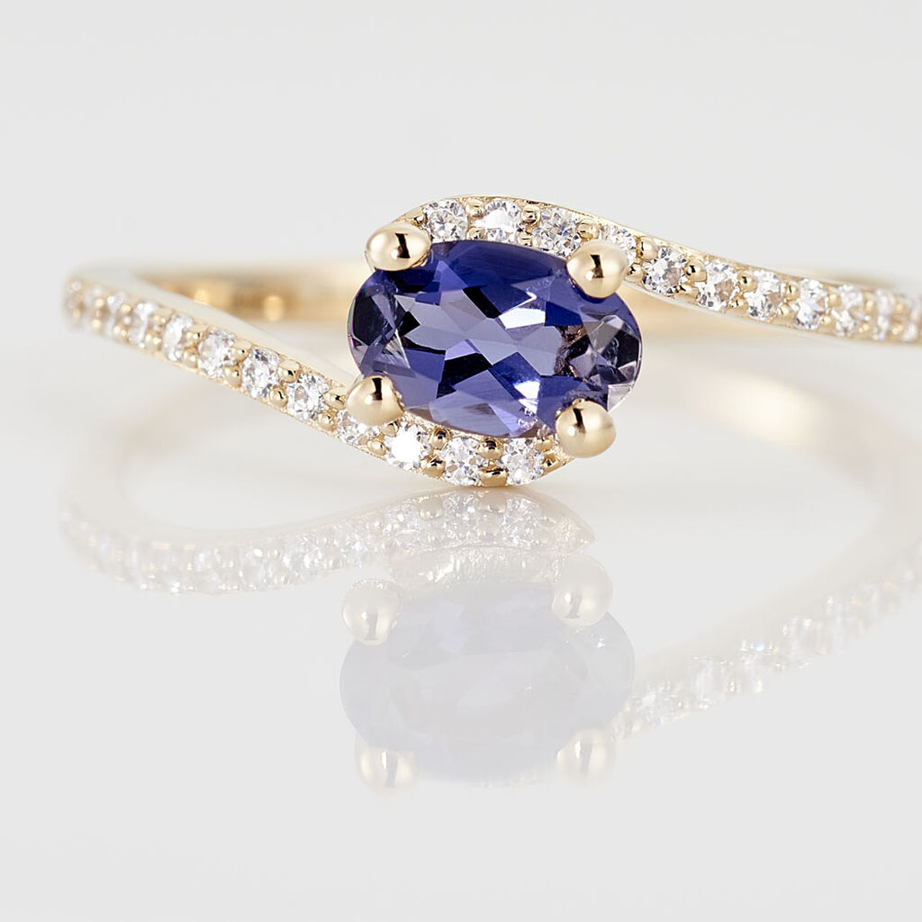 Bague Loriane Or Jaune Iolite Et Oxyde De Zirconium - Bagues solitaires Femme | Histoire d’Or