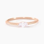 Bague Navette Argent Rose Oxyde De Zirconium - Bagues solitaires Femme | Histoire d&rsquo;Or