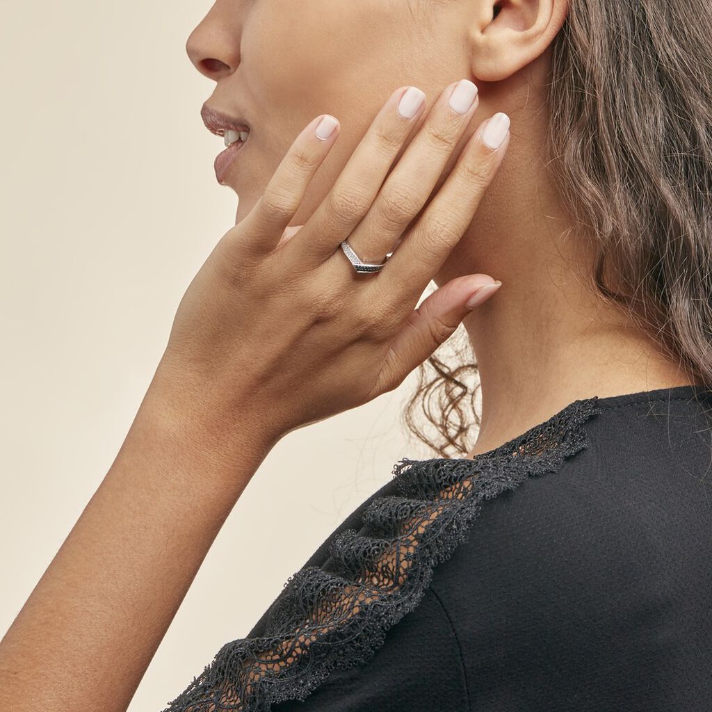 Bague Aile De Mouette Or Blanc Diamant - Bagues avec pierre Femme | Histoire d’Or