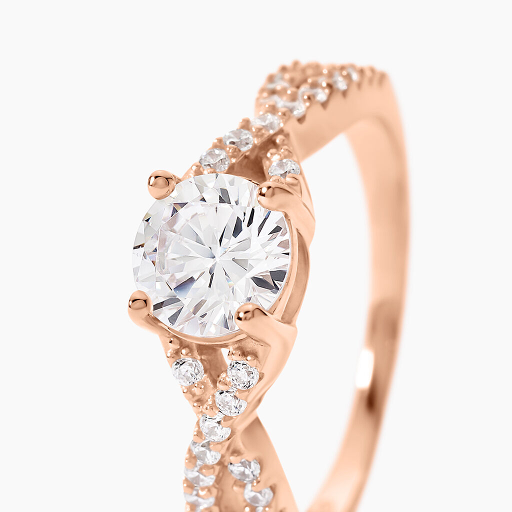 Bague Karin Argent Rose Oxyde De Zirconium - Bagues solitaires Femme | Histoire d&rsquo;Or