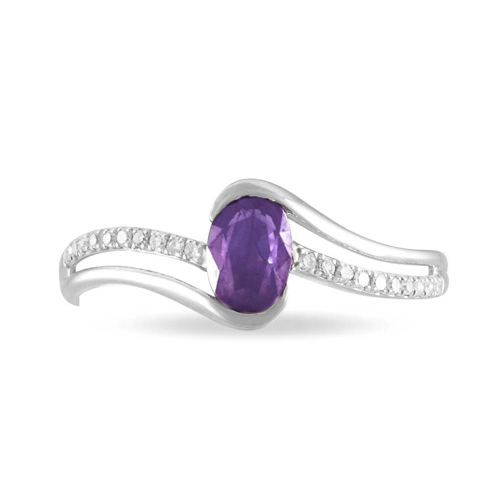 Bague Anja Or Blanc Amethyste Et Diamant - Bagues solitaires Femme | Histoire d&rsquo;Or