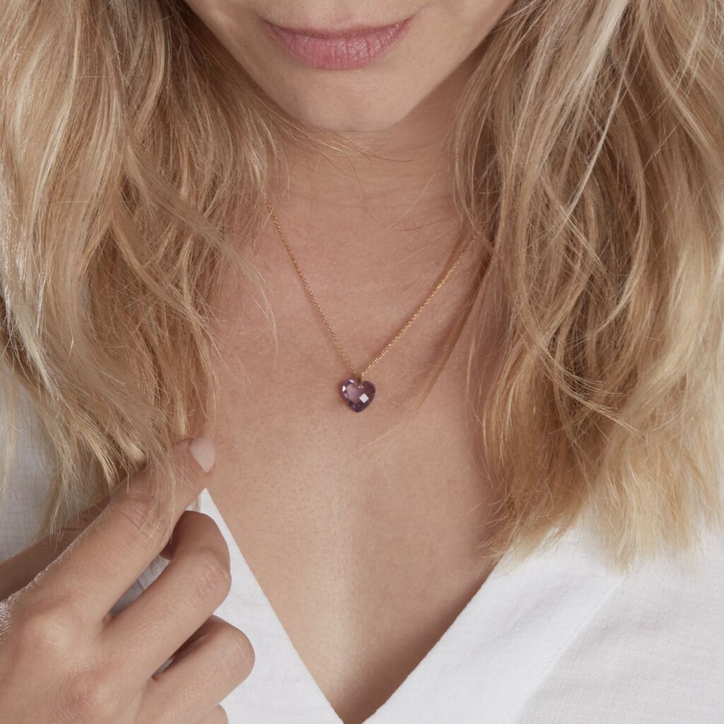 Collier Ludmille Or Jaune Amethyste - Colliers Coeur Femme | Histoire d’Or