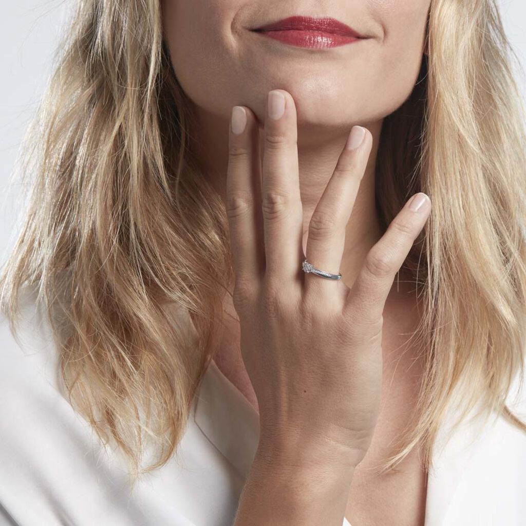 Bague Or Blanc Rosalane Diamants - Bagues avec pierre Femme | Histoire d’Or