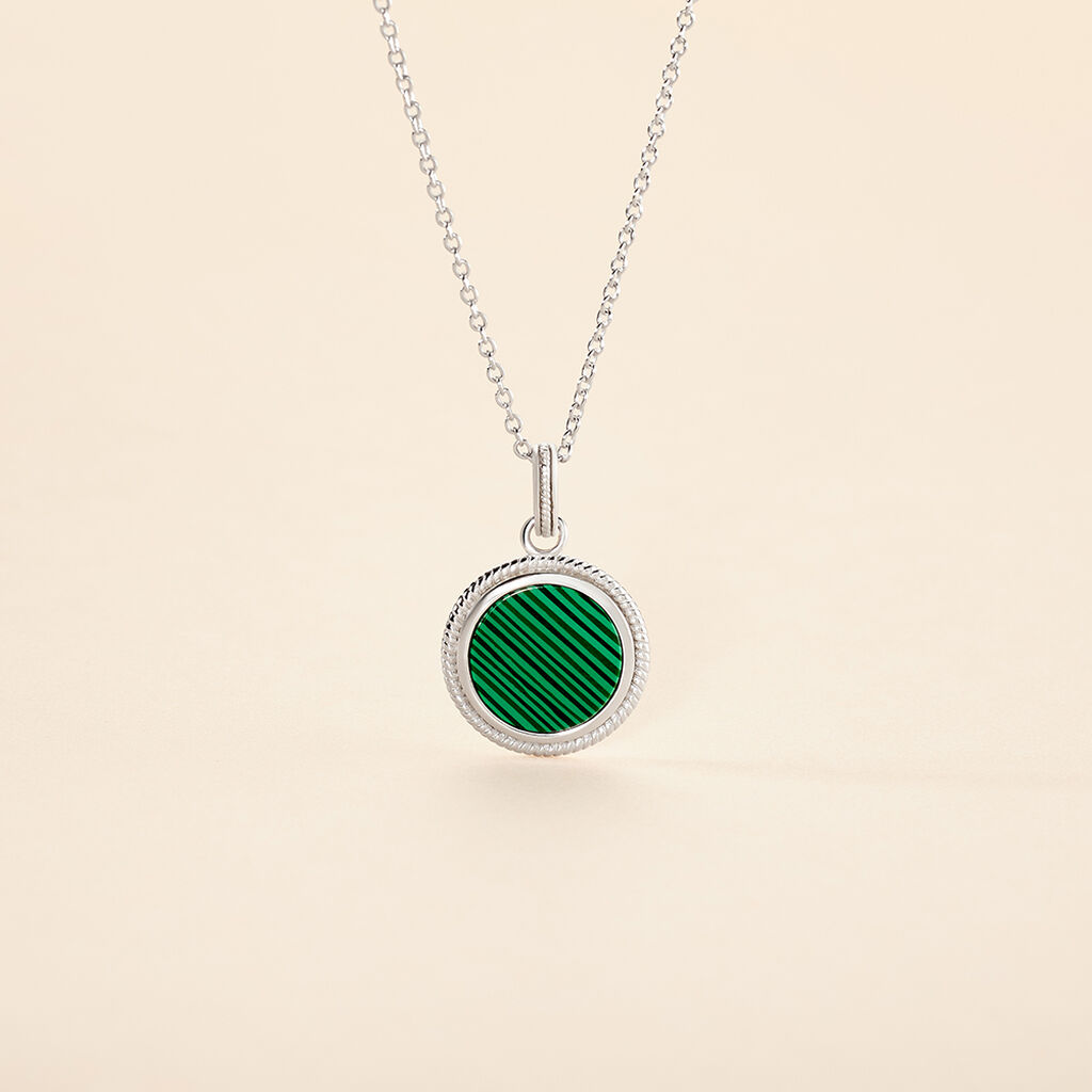 Collier Zea Argent Blanc Malachite - Colliers fantaisie Femme | Histoire d&rsquo;Or
