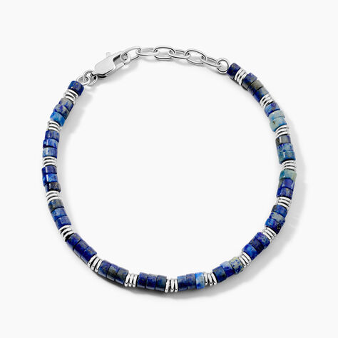 Bracelet Jourdan Arttu Acier Argenté Lapis Lazuli - Nouveautés bijoux Homme | Histoire d’Or