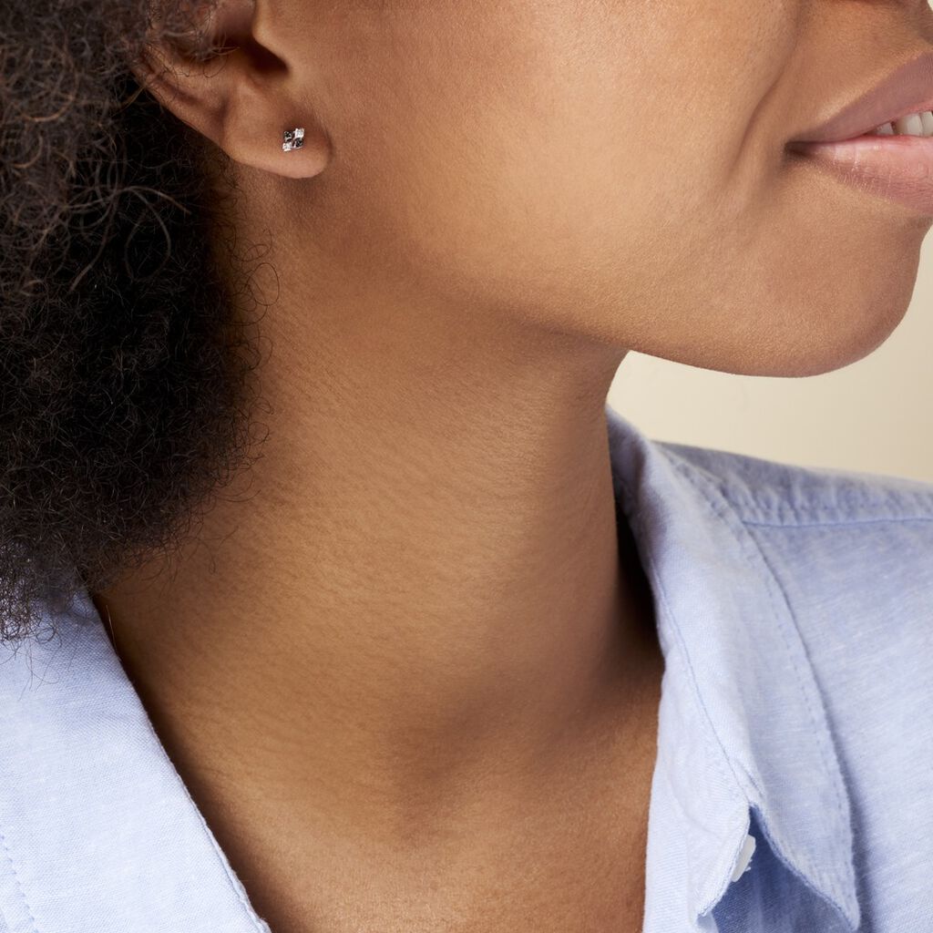 Boucles D'oreilles Pendantes Enid Or Blanc Diamant - Clous d'oreilles Femme | Histoire d’Or