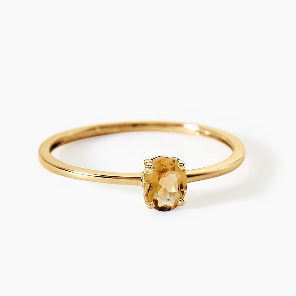 Bague Valentino Argent Dor&eacute; A L'Or 750/1000 Citrine - Bagues solitaires Femme | Histoire d&rsquo;Or