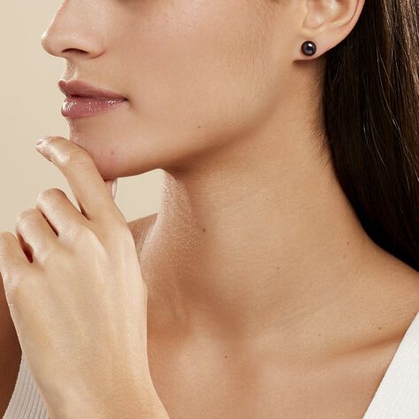 Boucles D'oreilles Puces Micaelle Teintees Or Jaune Perle De Culture - Clous d'oreilles Femme | Histoire d’Or