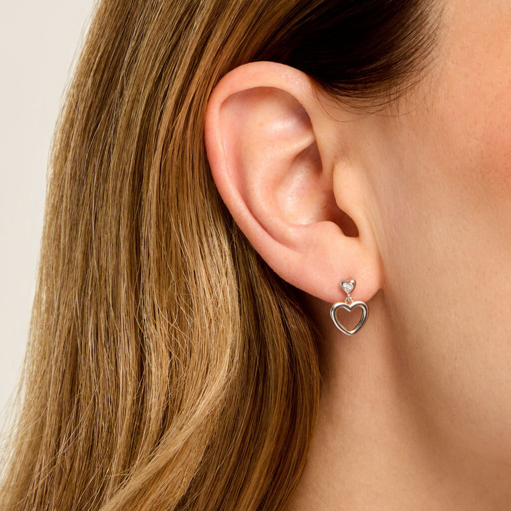 Boucles D'Oreilles Pendantes Floryne Argent Blanc Oxyde De Zirconium - Boucles d'oreilles fantaisie Femme | Histoire d&rsquo;Or