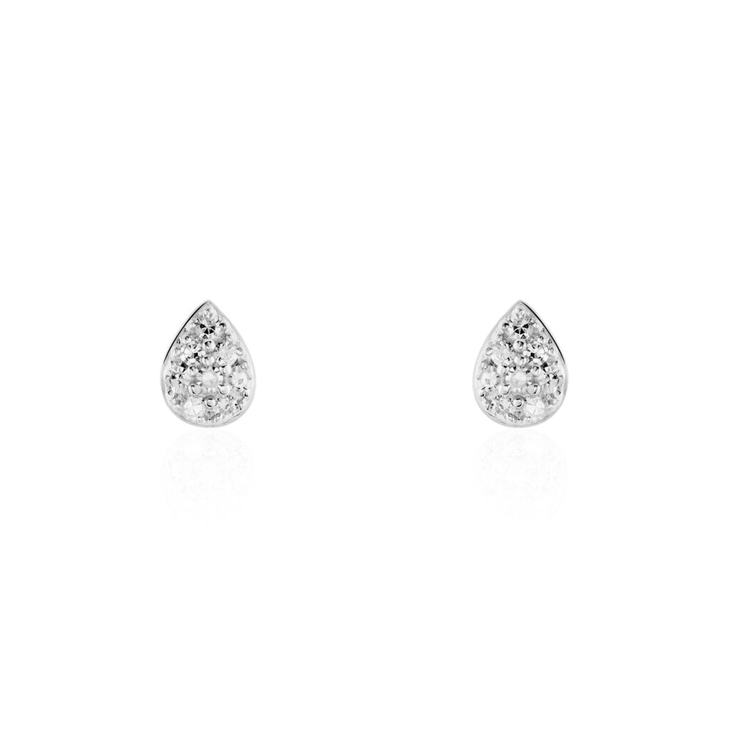 Boucles D'oreilles Puces Nevena Or Blanc Diamant - Clous d'oreilles Femme | Histoire d&rsquo;Or