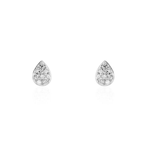 Boucles D'oreilles Puces Nevena Or Blanc Diamant - Clous d'oreilles Femme | Histoire d&rsquo;Or