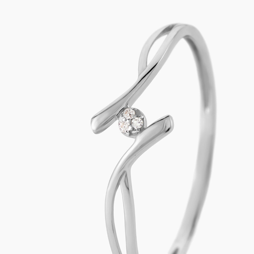 Bague Or Blanc Aatto Diamants - Bagues avec pierre Femme | Histoire d&rsquo;Or