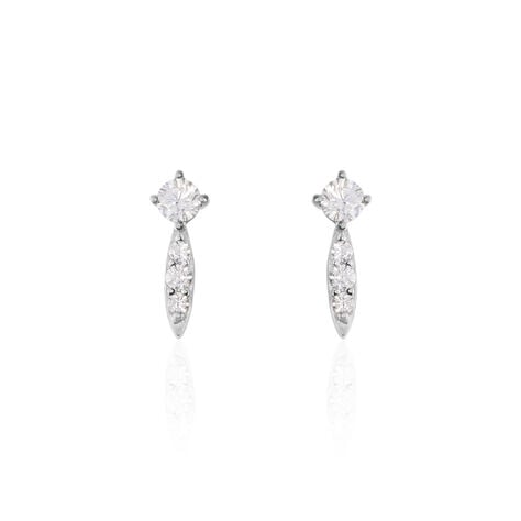 Boucles D'oreilles Puces Bormana Argent Blanc Oxyde De Zirconium - Boucles d'oreilles fantaisie Femme | Histoire d&rsquo;Or