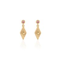 Boucles D'oreilles Pendantes Azteque Plaqué Or Jaune Oxyde Zirconium