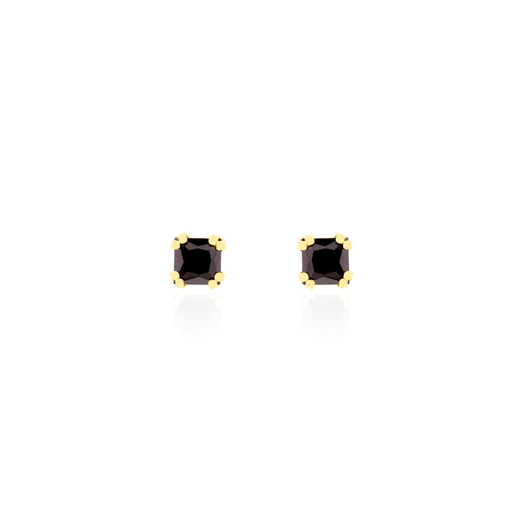 Boucles D'oreilles Puces Doreen Carre Or Jaune Oxyde De Zirconium - Clous d'oreilles Femme | Histoire d’Or