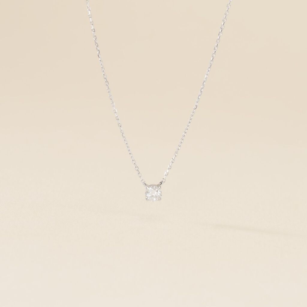 Collier Or Blanc Aphrodite Diamant Synthétique - Colliers Femme | Histoire d’Or