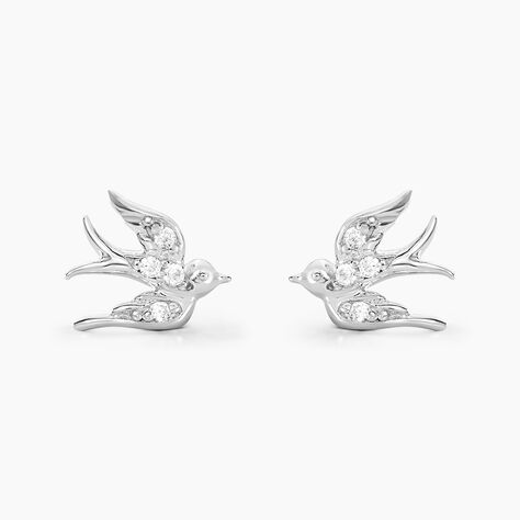 Boucles D'oreilles Puces Marilla Argent Blanc Oxyde De Zirconium - Boucles d'oreilles fantaisie Femme | Histoire d&rsquo;Or