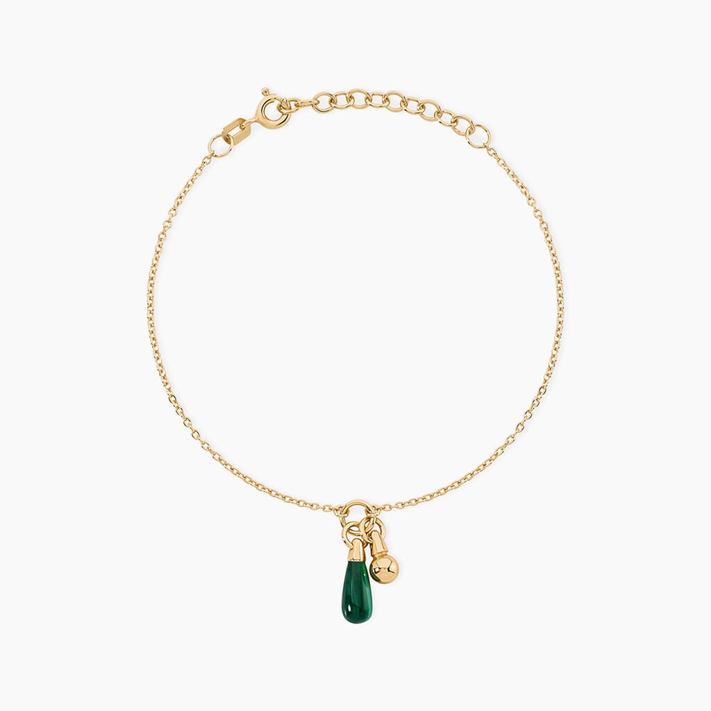 Bracelet Mala&iuml;ka Argent Dor&eacute; A L'Or 750/1000 Malachite - Bracelets Femme | Histoire d&rsquo;Or