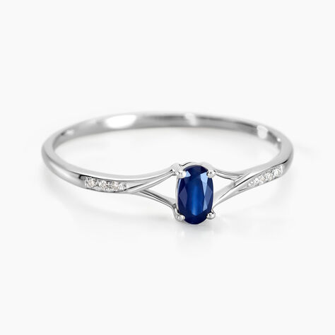 Bague Charmante Or Blanc Saphir Et Diamant - Bagues solitaires Femme | Histoire d’Or