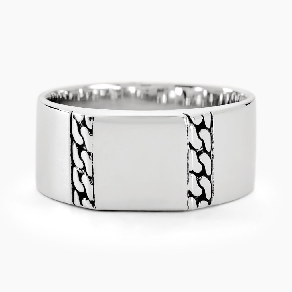 Chevalière Luka Argent Blanc - Les jours précieux jusqu'à -50% Homme | Histoire d’Or