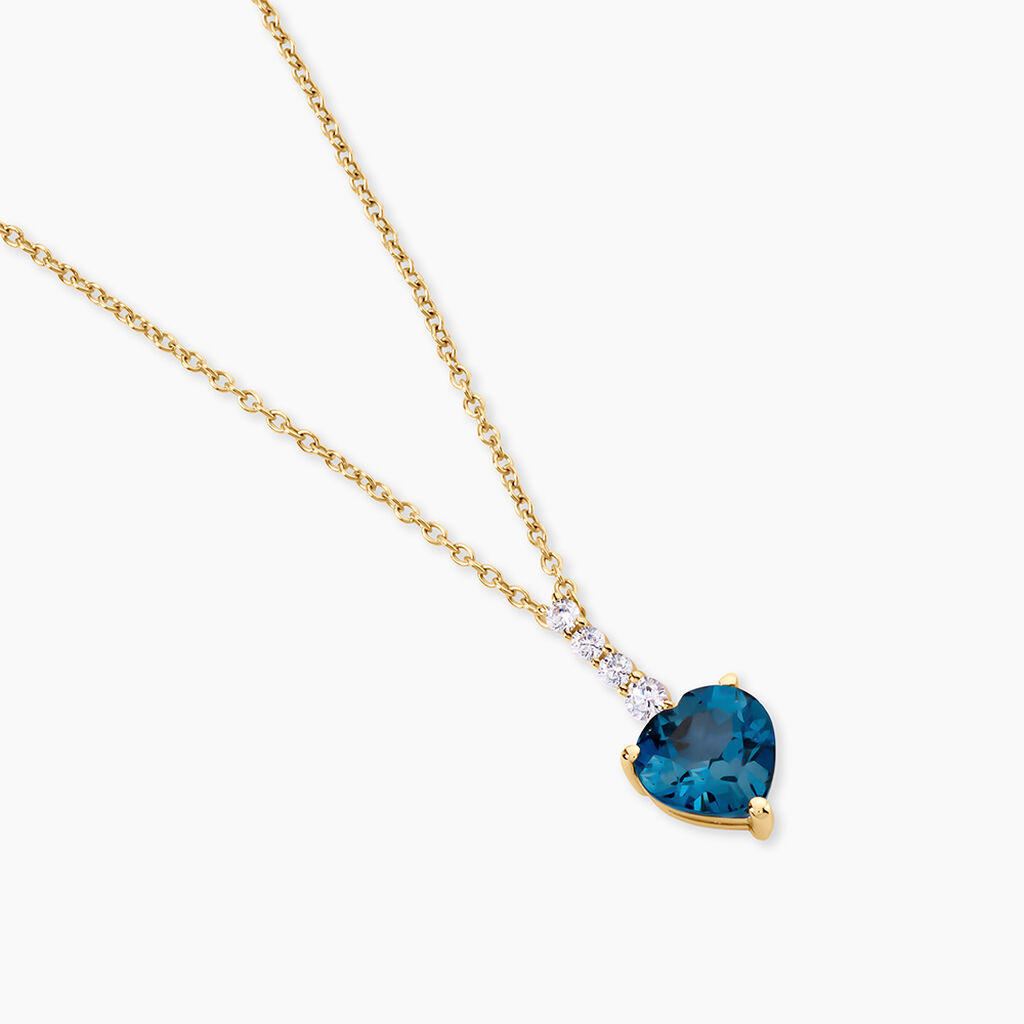 Collier Fany Argent Dor&eacute; A L'Or 750/1000 Topaze Oxyde De Zirconium - F&ecirc;te des m&egrave;res Femme | Histoire d&rsquo;Or