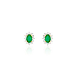 Boucles D'oreilles Puces Vladimir Or Jaune Diamant Et Emeraude - Clous d'oreilles Femme | Histoire d’Or