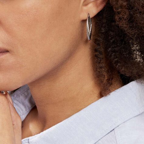 Créoles Acier Gris Pascau - Boucles d'oreilles créoles Femme | Histoire d’Or