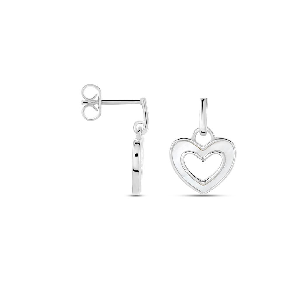 Boucles D'oreilles Pendantes Clarity Argent Blanc Nacre - Boucles d'oreilles fantaisie Femme | Histoire d’Or
