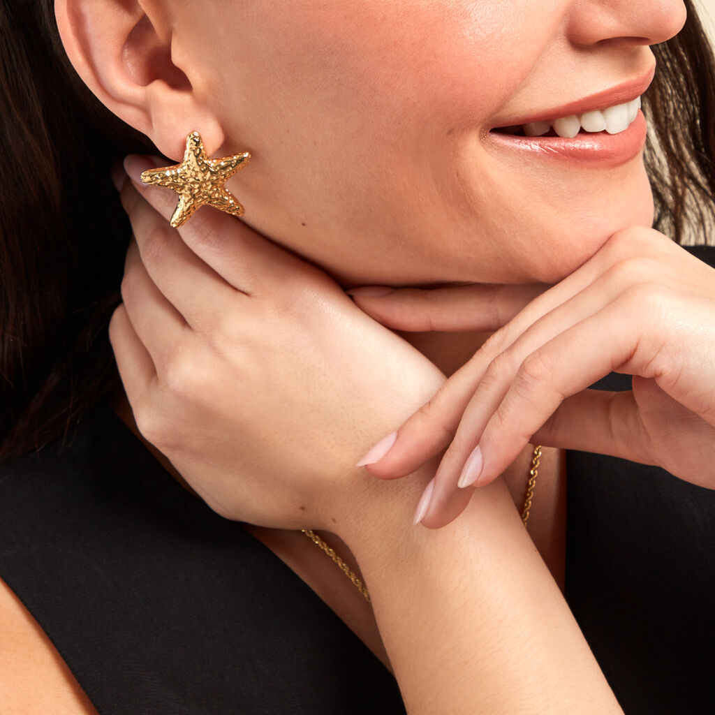 Boucles D'oreilles Puces Mermaid Acier Jaune - Boucles d'oreilles fantaisie Femme | Histoire d’Or