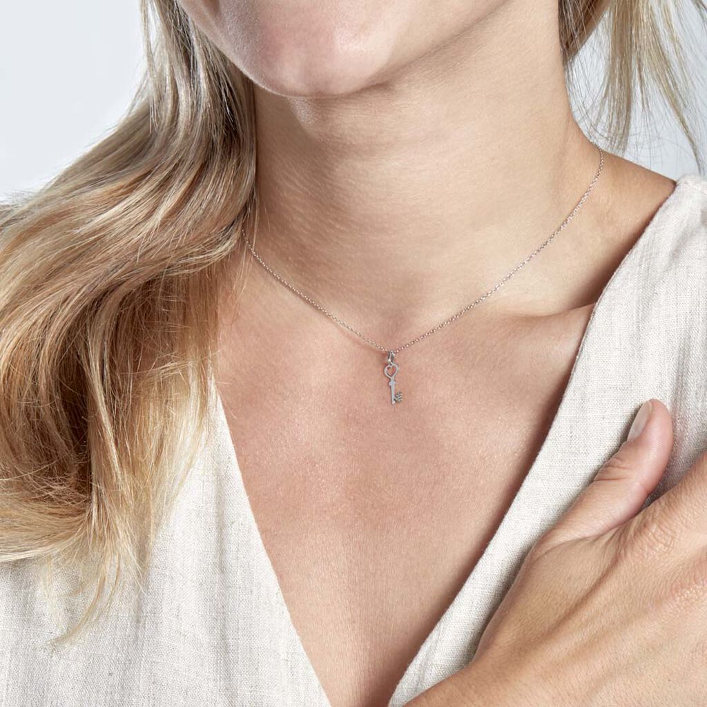 Pendentif Fatilia Clef Coeur Or Blanc - Pendentifs Femme | Histoire d’Or