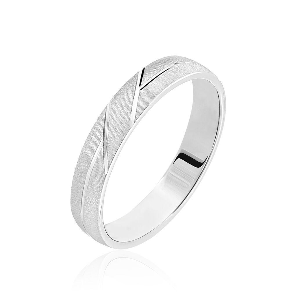 Alliance Lauria Ruban Plat Argent Blanc - Alliances Famille | Histoire d’Or