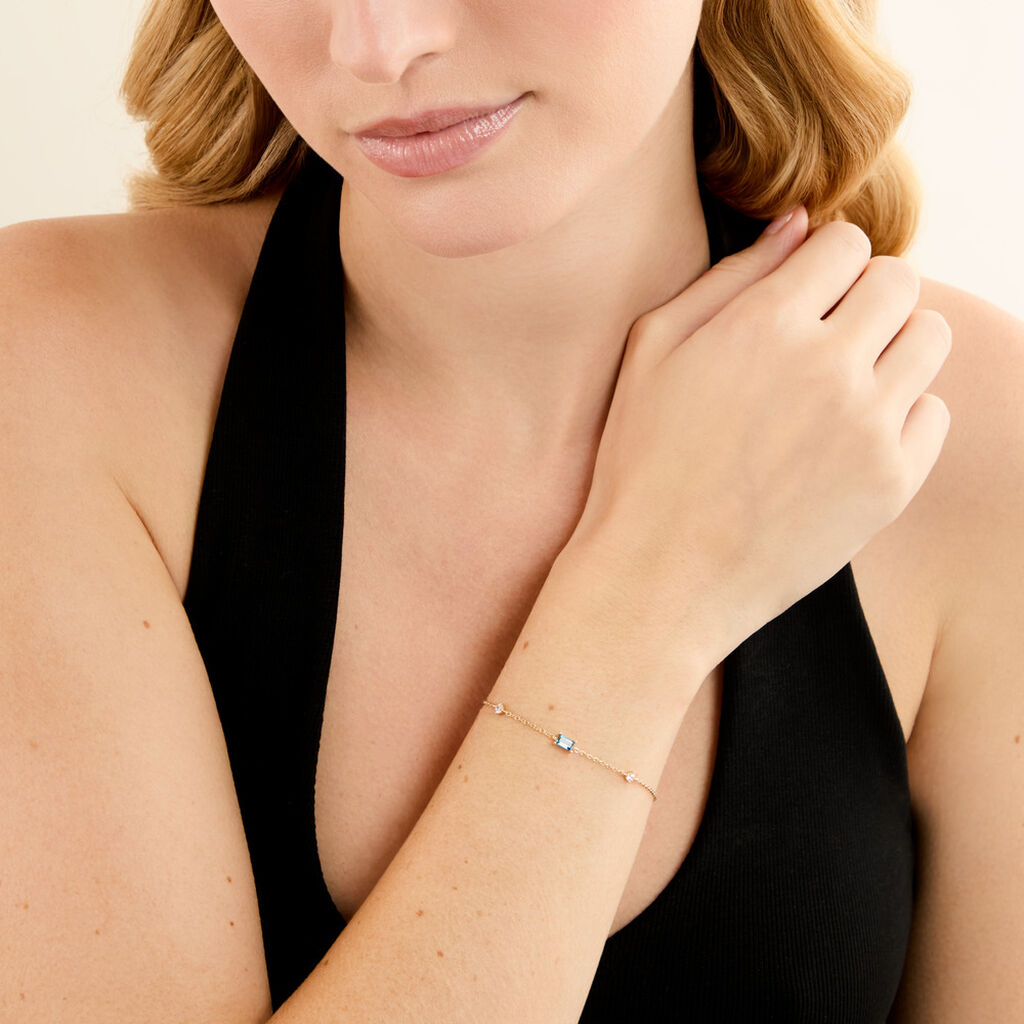Bracelet Joaneder Argent Dor&eacute; A L'Or 750/1000 Topaze Oxyde De Zirconium - Bracelets Pierre Femme | Histoire d&rsquo;Or