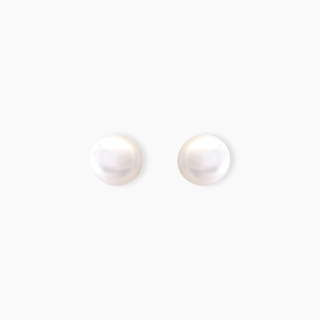 Boucles D’oreilles Puces Kesya Nacres Bouton Or Jaune Perle De Culture