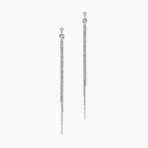 Boucles D'oreilles Pendantes Yalle Argent Blanc - Boucles d'oreilles fantaisie Femme | Histoire d&rsquo;Or