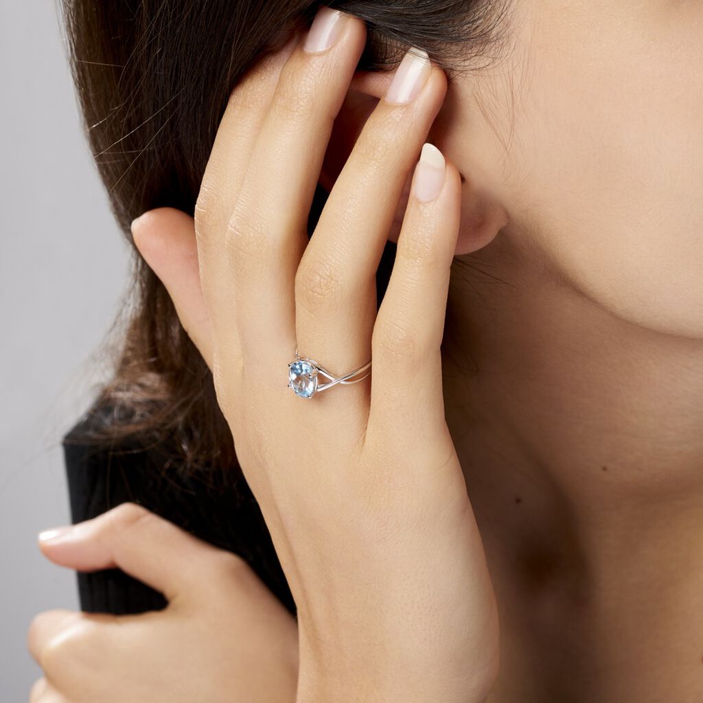 Bague Solitaire Armaelle Or Blanc Topaze - Bagues solitaires Femme | Histoire d’Or