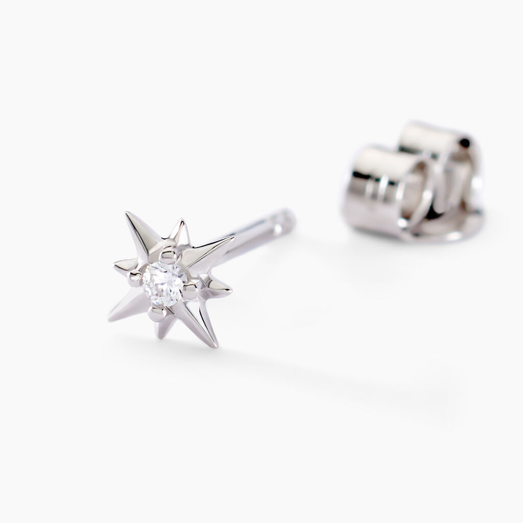 Boucles D'oreilles Puces Semira Argent Blanc Oxyde De Zirconium - Boucles d'oreilles fantaisie Femme | Histoire d’Or